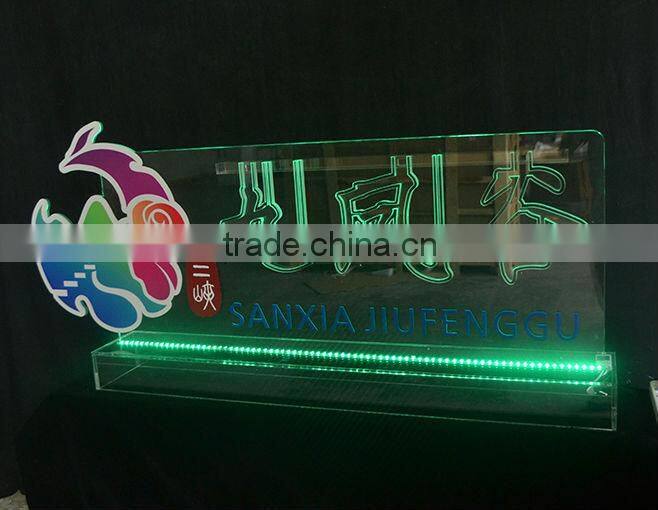 Customized acrylic led edge lit sign base,high quality ceremony supplies
