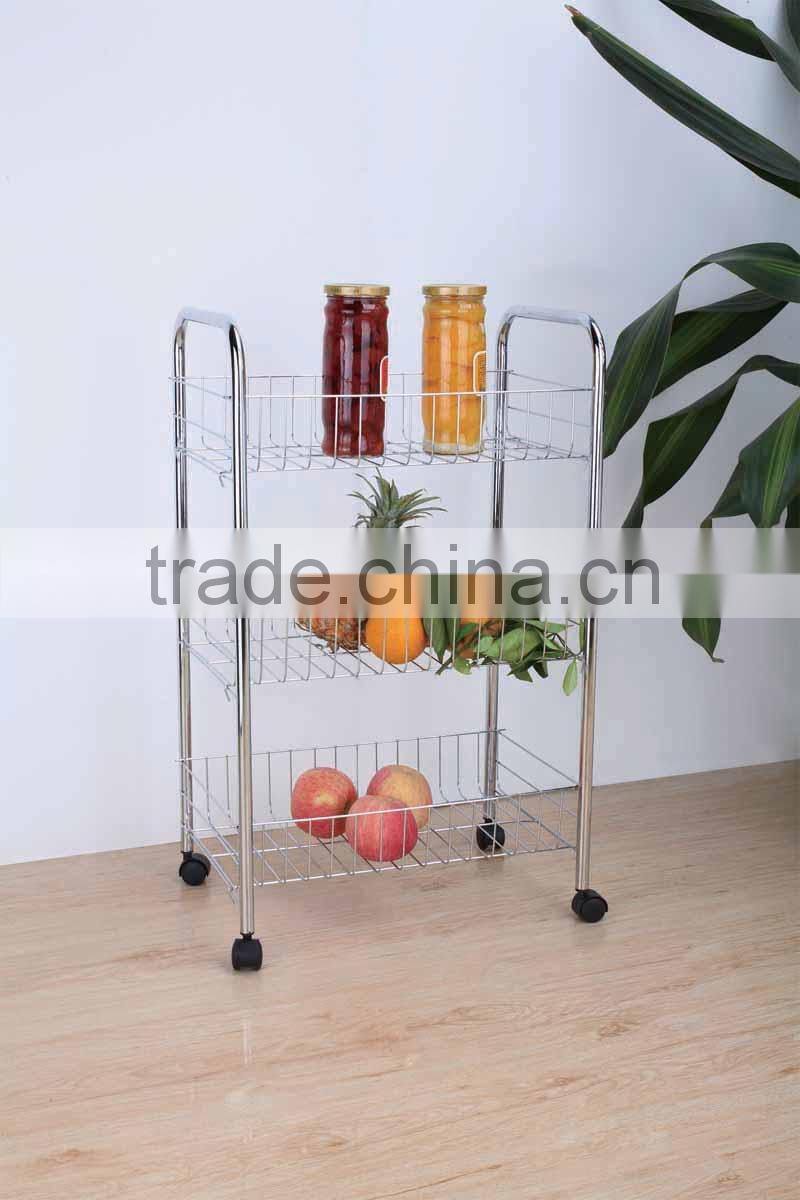 Household goods 3 Tier moving metal kitchen storage rack