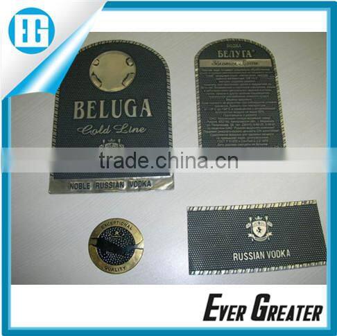 Custom Aluminum Embossed Bottle Label,wine metal labelsticker Metal Wine Label