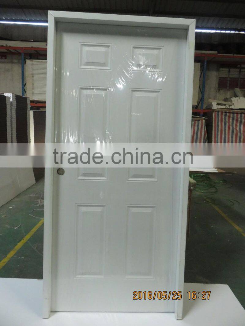 9 panel pvc external metal door with wooden edge