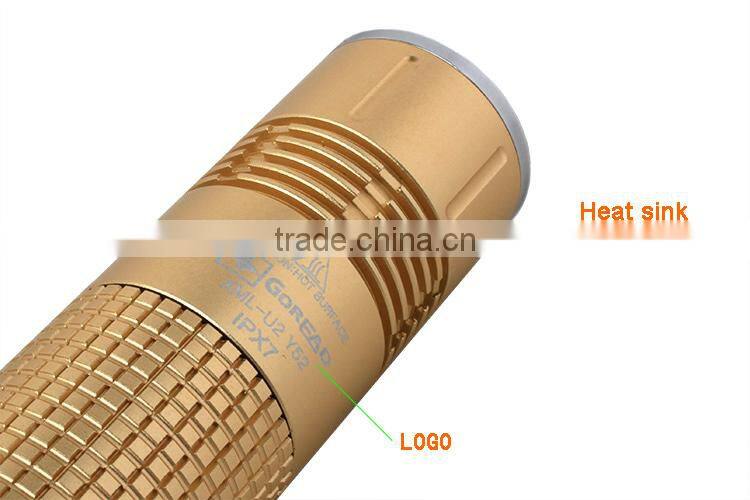 GOREAD Y52 focusable zoom U2 Aluminum golden color LED flashlight