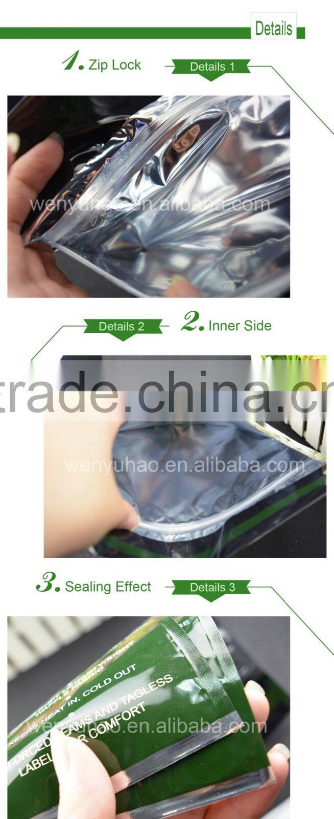 factory price custom zipper plastic packing bag with tear notch / high quality gravure printing pouch