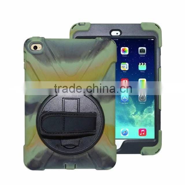 Brandnew shockproof housing for iPad mini 2/3 rotated stand hand holder PU leather case