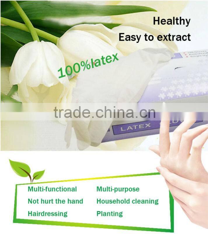 Hot sales medical disposable natural latex examination gloves powder/powder free latex glove from Malaysia