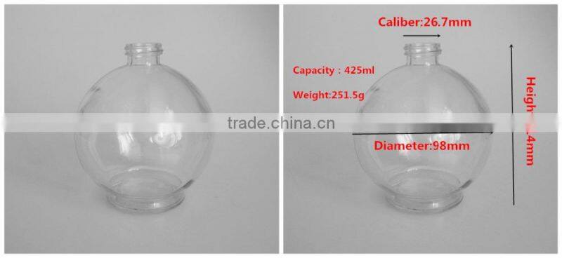 425ml clear round glass wine bottle for Alcohol drinking botle