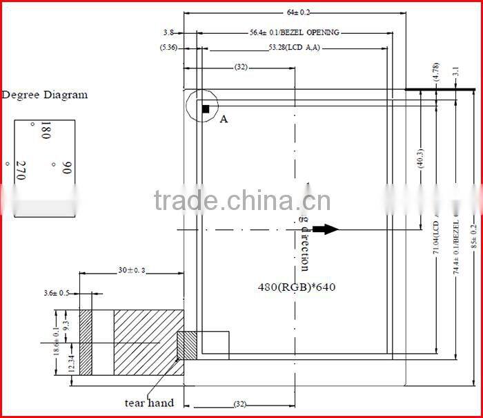 3.5inch 480*640 HX8363-A 800nits high brightness IPS panel lcd with RGB/MCU/SPI interface