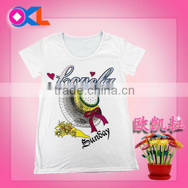 Zhejiang best quality fashionable cute wholesale girls t-shirt with chest print