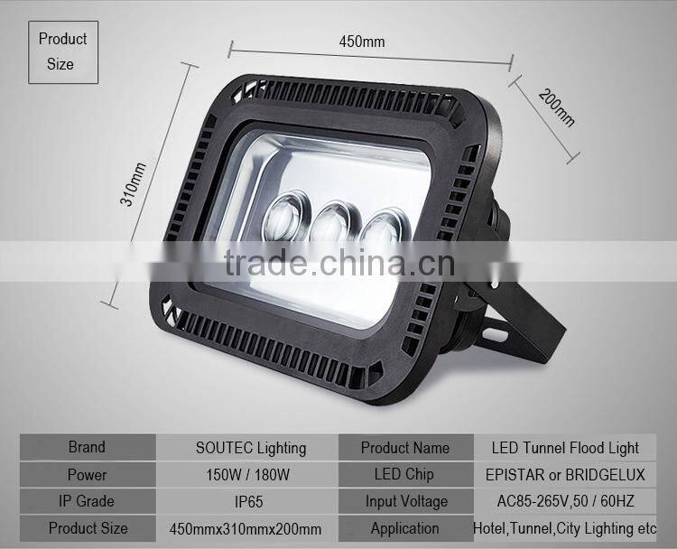 CE RoHS certificated IP65 240W high power led outdoor flood light for tunnel lighting street light
