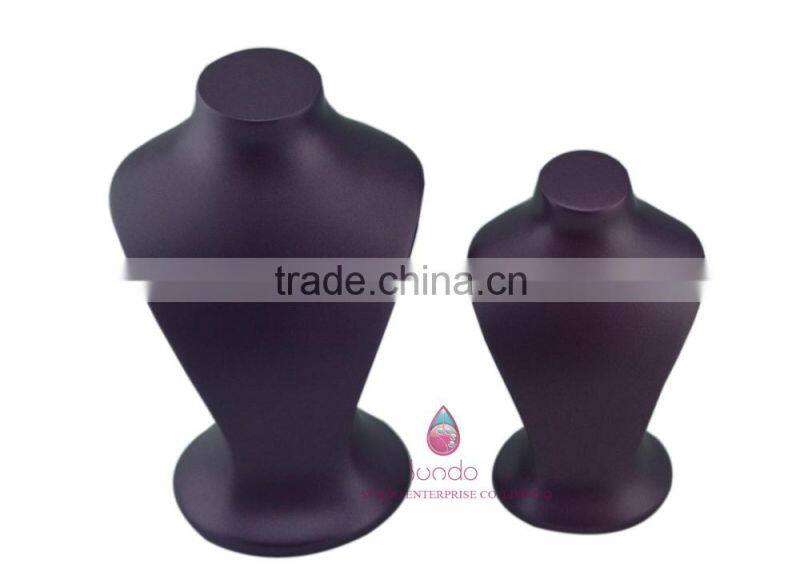 elegant wooden jewelry bust for necklace purple