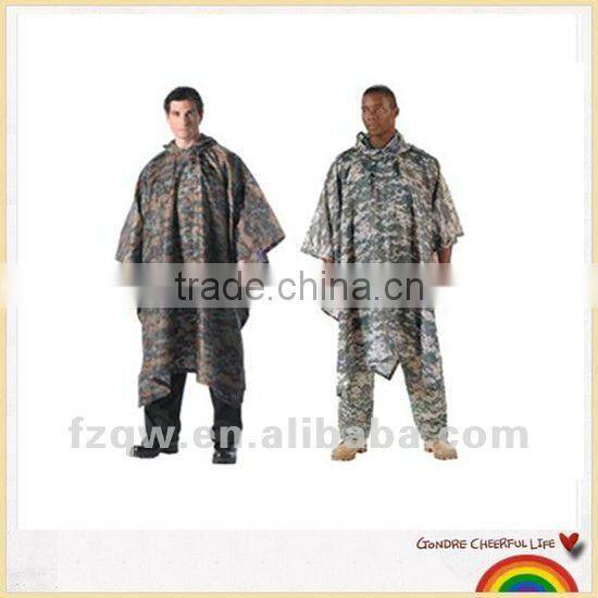 military camo rain poncho