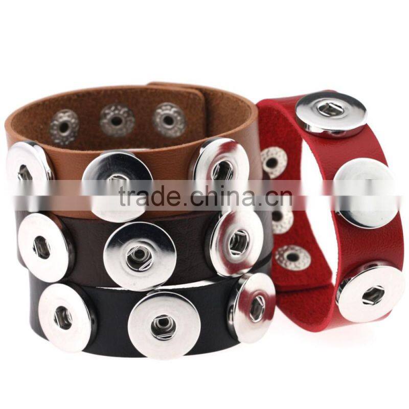 Snap Button Leather Bracelets Punk Gothic Bangles Wristbands