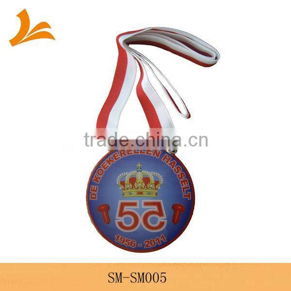 SM-SM005 round custom award pinting medallion with ribbon