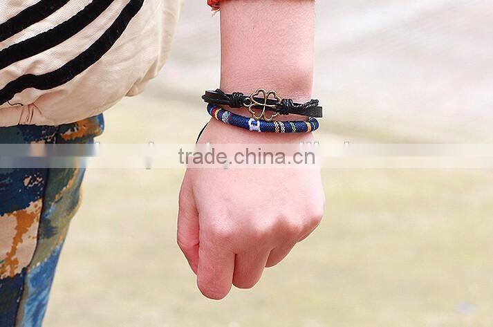 2016 Hign Quality Leather Bracelet Cloth Fabric Bangle Wholesale