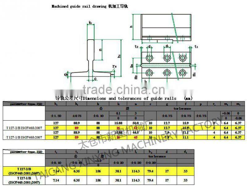T127 15BL 24k guide rail for elevator