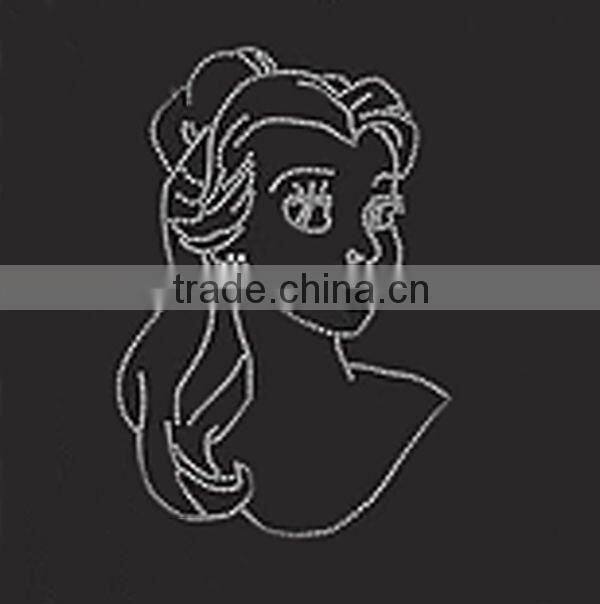 Chinese clear stones beauty girl heat transfer hot fix design