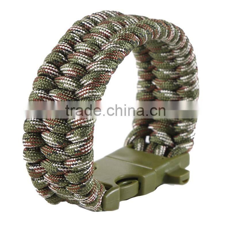 3.5CM Wide Green Camo Make Fire Paracord Bracelet