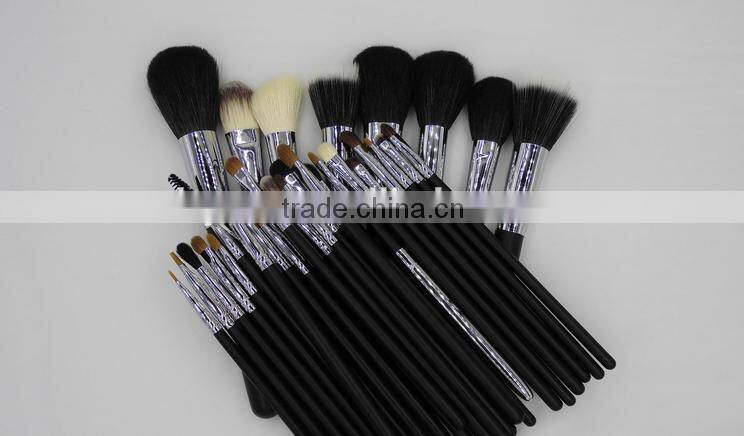 custom professional 32 piece copper quality makeup brush set (black/silver)