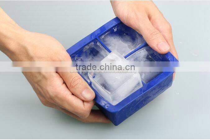 Kingdom Extra Large 4.5cm Home Ice Cube 4 Square Silicone Ice Cube Mold Icecube Tray Mould