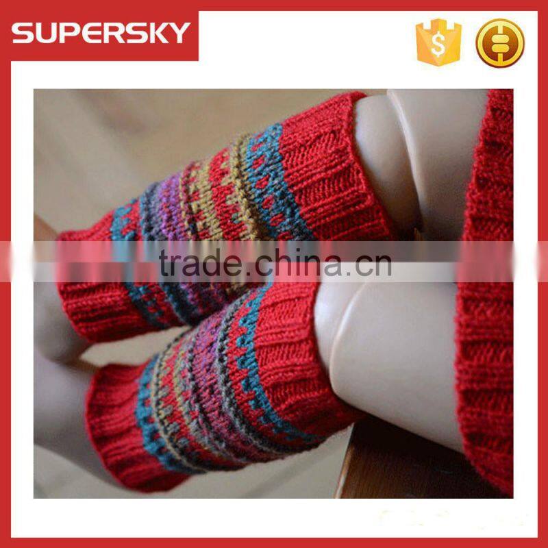 V-37 Crochet knitting stripe baby boot cuffs leg warmer