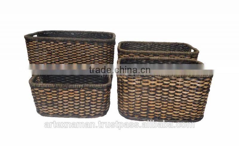 Set of 2 black Rattan Basket / Storage basket - L35x35xH24