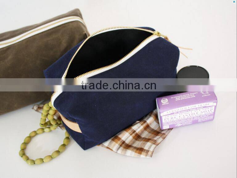 personalized and high quality waxed canvas cosmetic bag, cosmetic pouches , cosmetic and toiletry storage bags