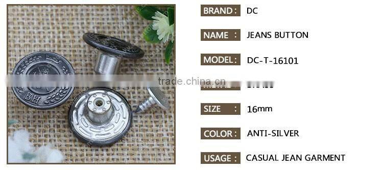 China wholesale market SGS gun metal high quality Fashion denim jean buttons furniture