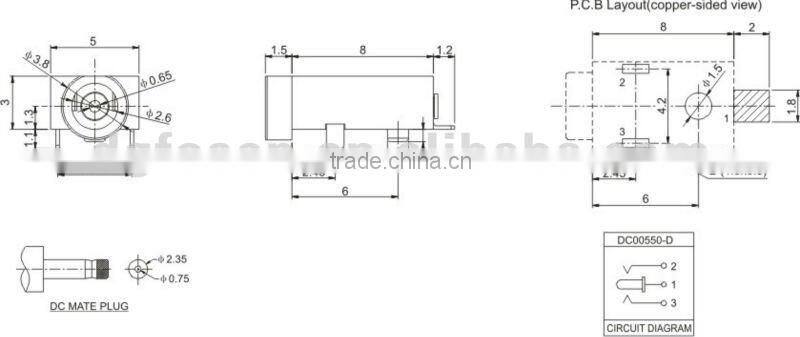 12v mini power jack connector DC00550