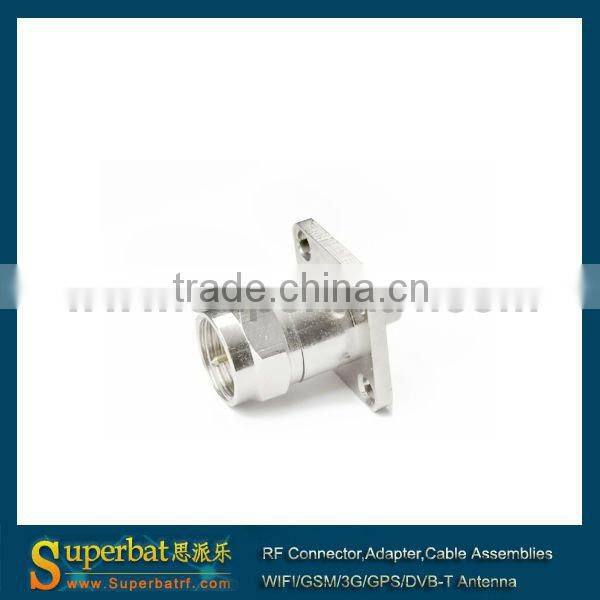 F 4 Hole Panel Mount Plug with extended dielectric&solder post coaxial rg6 compression rg6 f connector