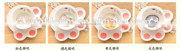 creative lovely pussy cat ceramic coffee mug set with tea tray, promotional pocelain kitty series of 2-piece suit
