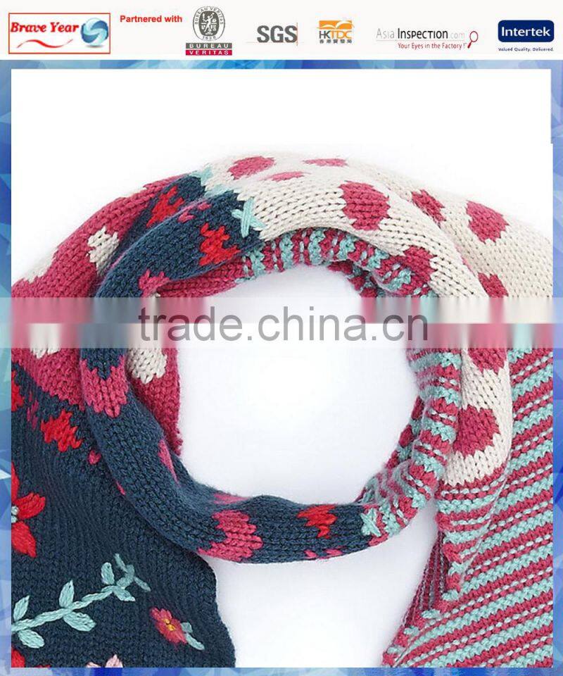 pom pom tassels design knit scarf,multicolor knitted scarf ,flower scarf knitting pattern