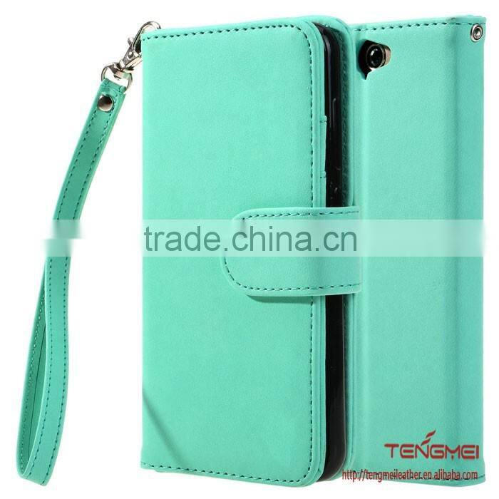 for HTC one A9 soft suede PU leather case, light green wallet case for HTC one A9