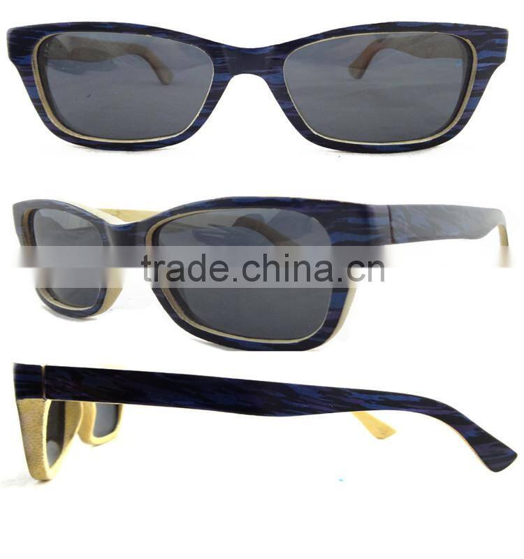 Classical Two-tone Wooden Frame Sunglasses