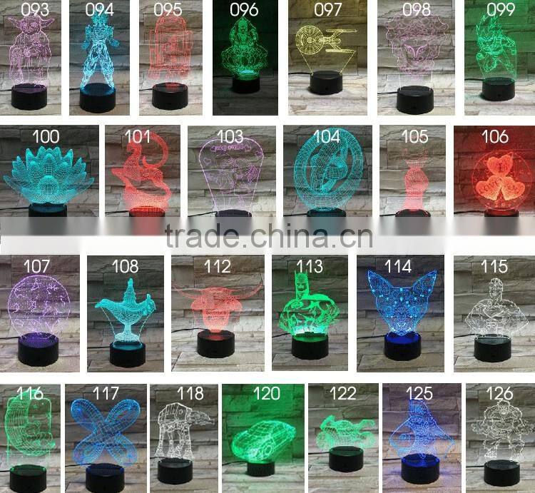 3D Optical Night Light Sponge Baby 7 RGB Light Colors 10 LEDs AA Battery or DC 5V Mixed Lot