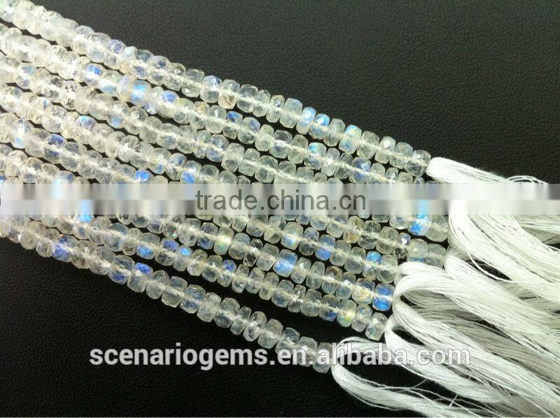 #325AE Natural Gemstone Roundel Faceted Loose Beads Rainbow Moonstone