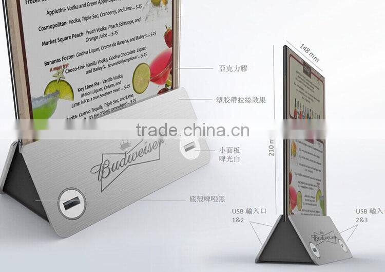 Trending products 2016 advertising power bank restaurant for menu stand