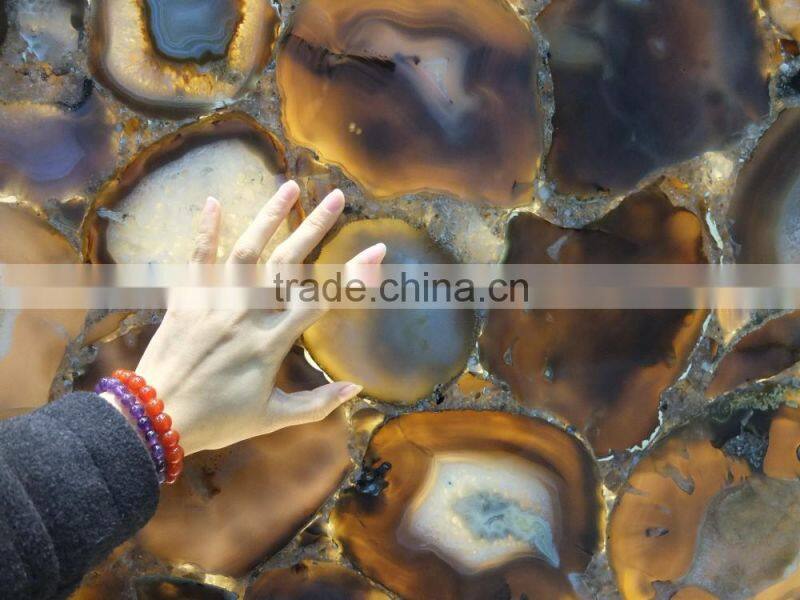 China Manufacturer Natural Stone Yemeni Brown Agate Stone Slab