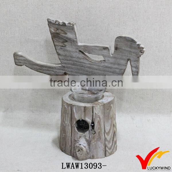unique handcraft country rustic shabby french wood candle holder
