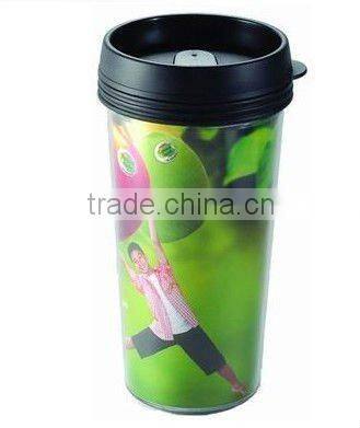 Double plastic wall advertising tumbler with customized Paper insert