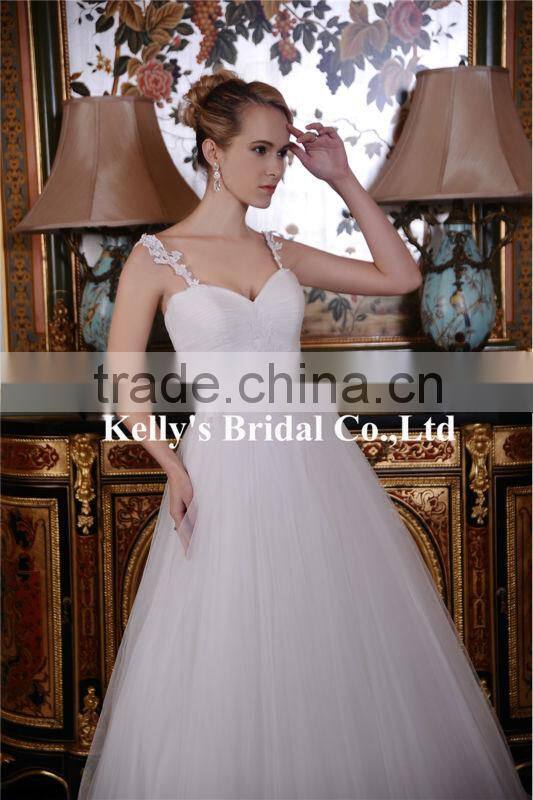 2015 Royal sweetheart neckline modern straps design sleeveless hand made lace tunisian bridesmaid dress