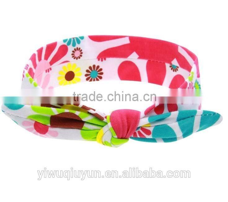 Baby Bohemia Elastic Stamp Bow Hairband Print Flower Bowknot Headband Turban Rabbit Knot Headdress Hair Accessories