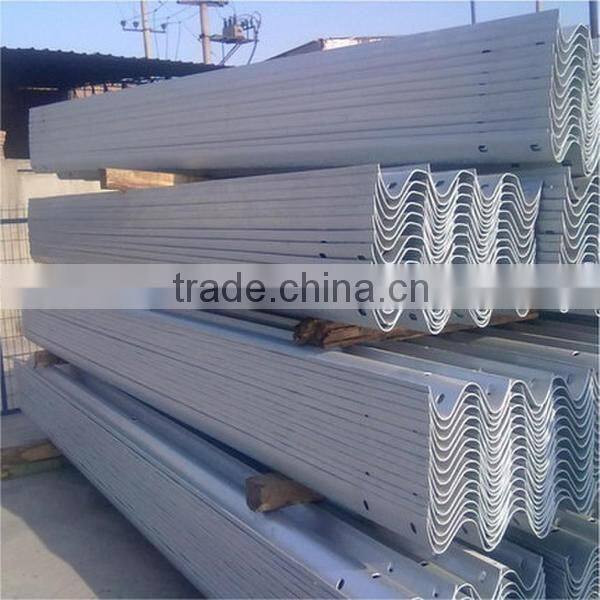 W beam steel highway guardrail