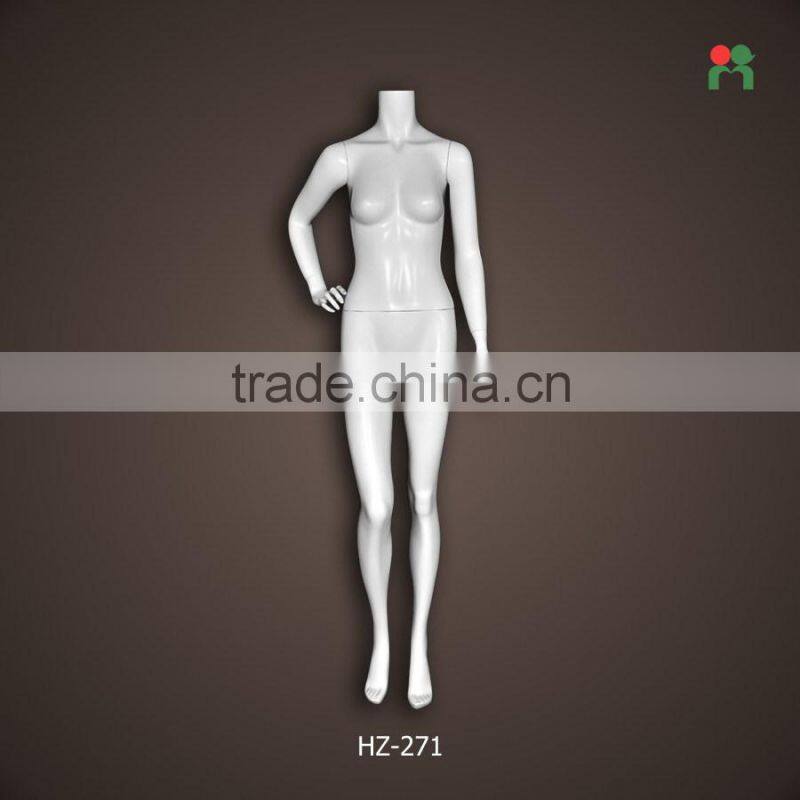 2013 fashion fiberglass female headless model manufacturers (glossy white HZ-271)