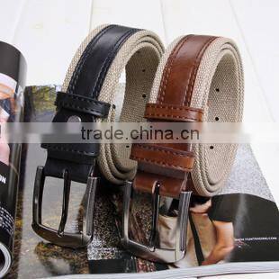 man leather and printed industrial canvas belt