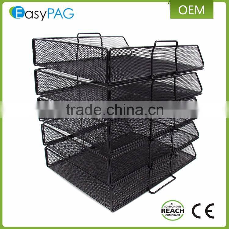 Good flanging school / office mesh desk supplies organizer 5 tier wall mounted file holder magazine rack