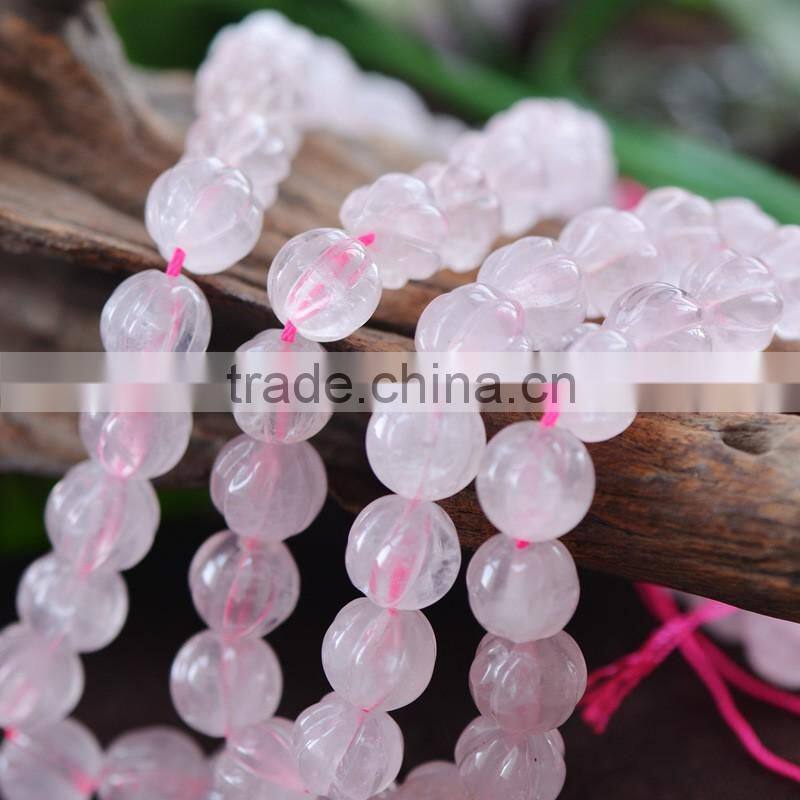 8mm 10mm 12mm 14mm pumpkin shaped jewelry gemstone sapcer beads natural rough rose quartz