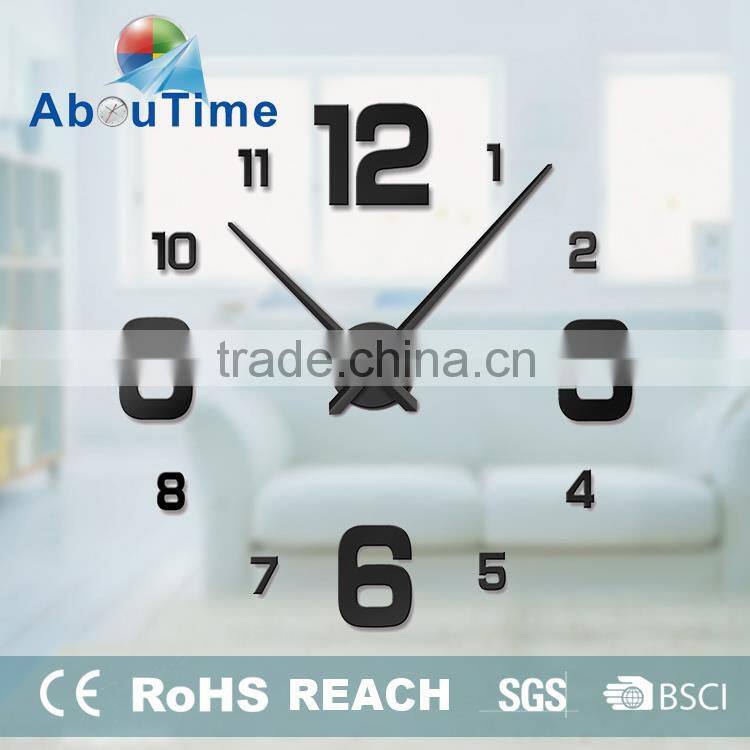 DIY 3D acrylic Mute heart shaped wall clock acrylic wall clock