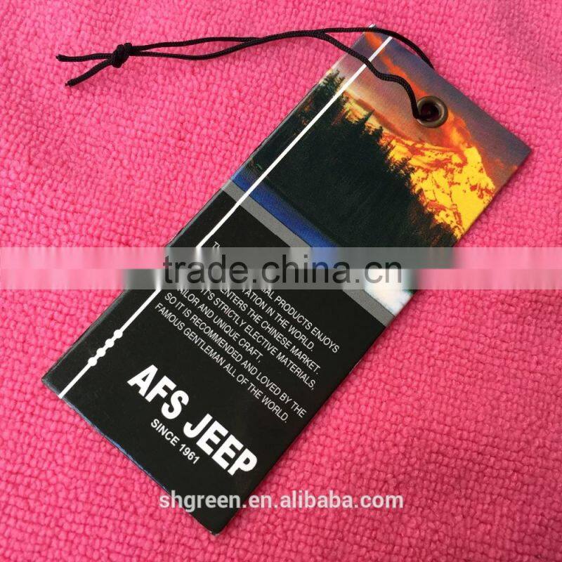 Double sides artpaper printing hangtag with safety pin