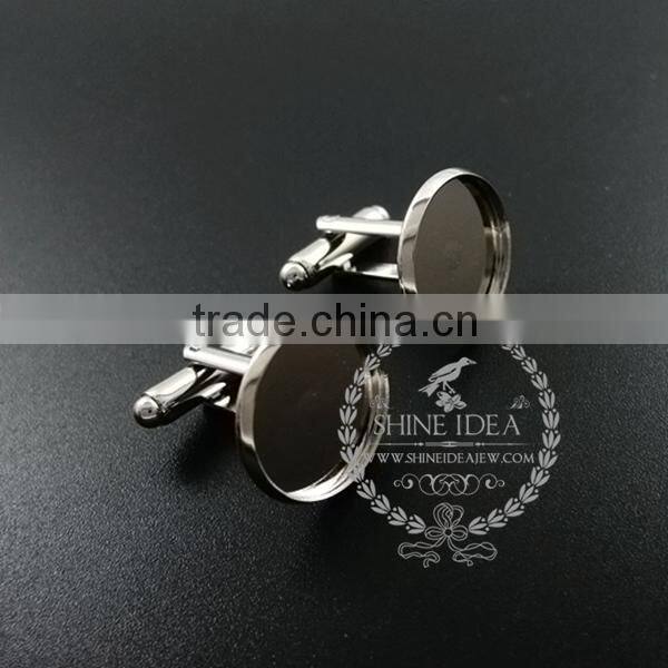 16MM rhodiumn plated brass round French Cuff Links Blanks,sleeve button,cuff link setting,DIY cuff link tray 1500050