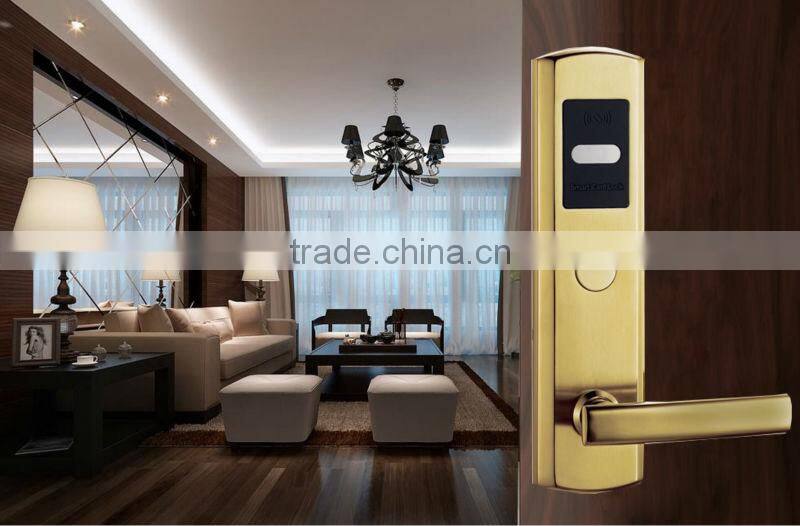 Stainless steel PVD hotel locks rfid m1 hotel door lock