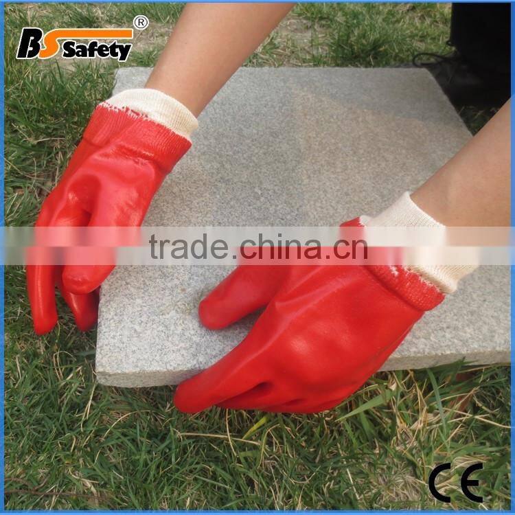 BSSAFETY red full dipped PVC gloves oil-resistant working gloves